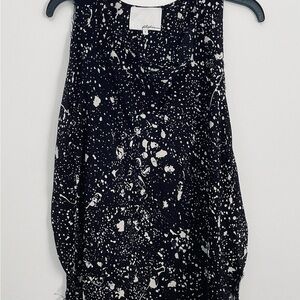 3.1 Phillip Lim Black and Cream raw edge splatter print Sleeveless Top